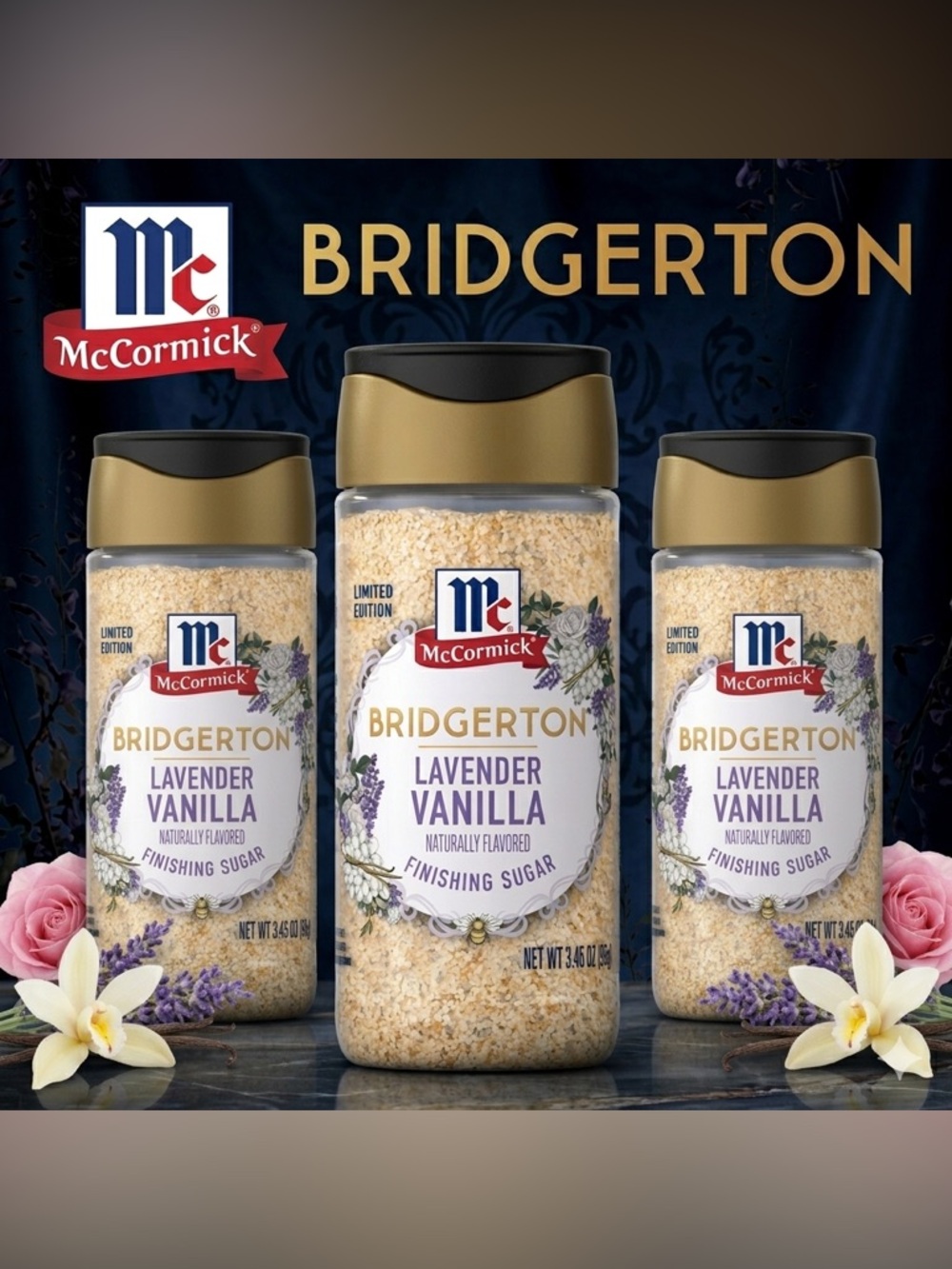 McCormick Bridgerton Lavender Vanilla 3-Pack Finishing Sugar (3.6oz/102g)